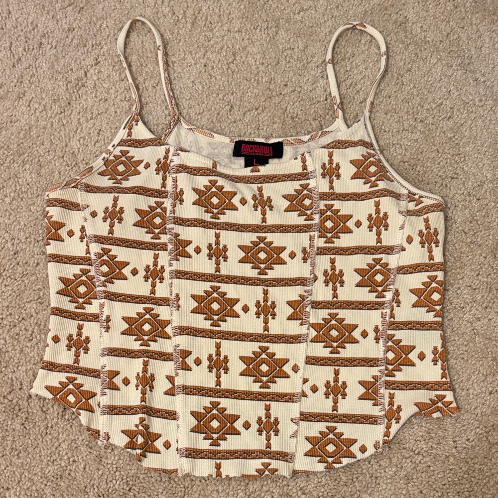 Tribal Print Camisole in Cream and Brown